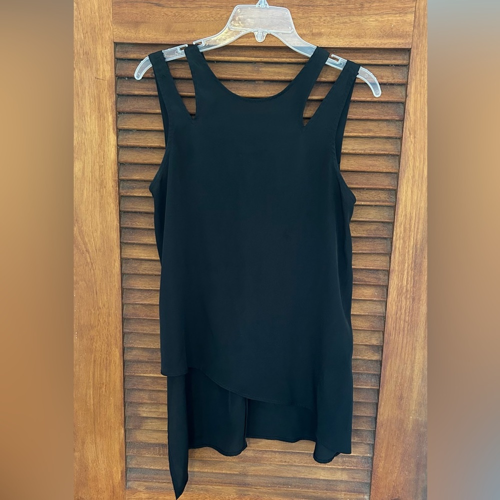 BCBGeneration Black Asymmetrical Cut Out Strappy Tank Top Size M